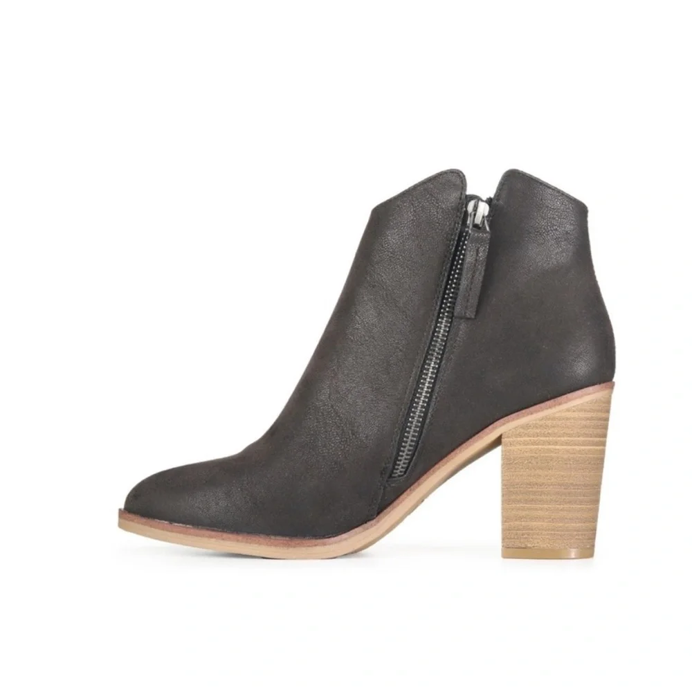 MIA Barby Bootie Black Brushed‎ Block Heel Ankle Boots Size 9